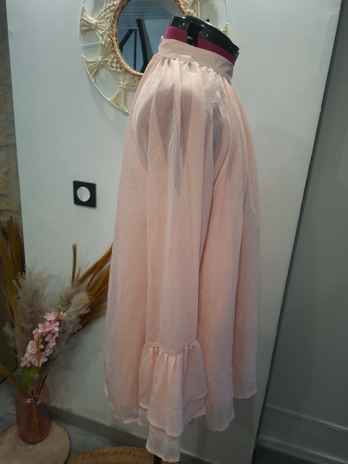 Blouse fluide rose poudré col montant SHEIN taille L 40 chic romantique – Shein – taille L / 40 / 12 2