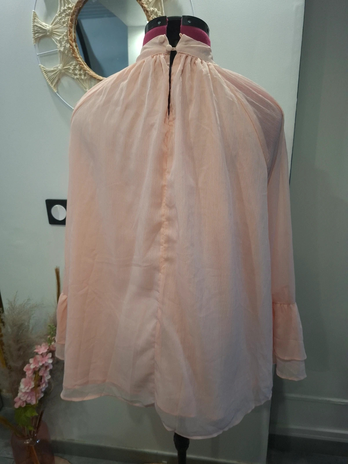 Blouse fluide rose poudré col montant SHEIN taille L 40 chic romantique – Shein – taille L / 40 / 12 3