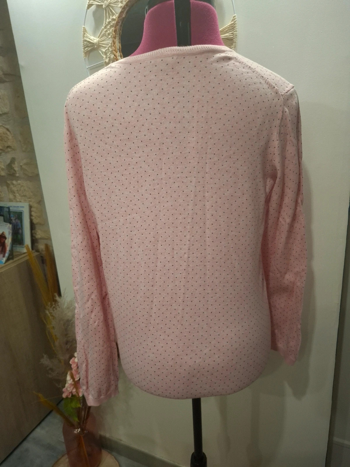 Pull Tommy Hilfiger rose pastel à pois 100% coton – L/40 – Tommy Hilfiger – taille L / 40 / 12 4