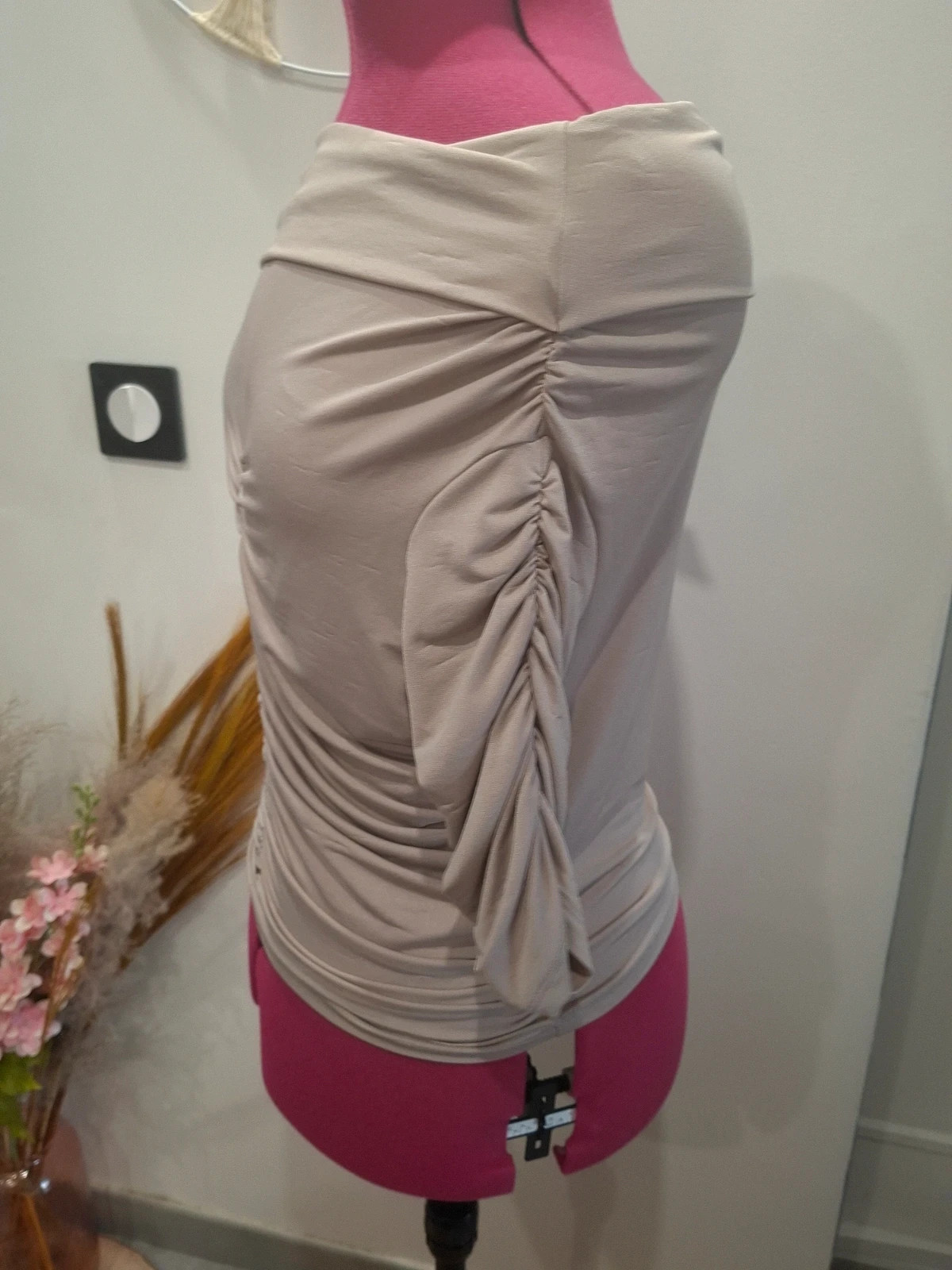 Top Pimkie cache-cœur beige taupe froncé L/40 neuf étiquette – Pimkie – taille L / 40 / 12 4