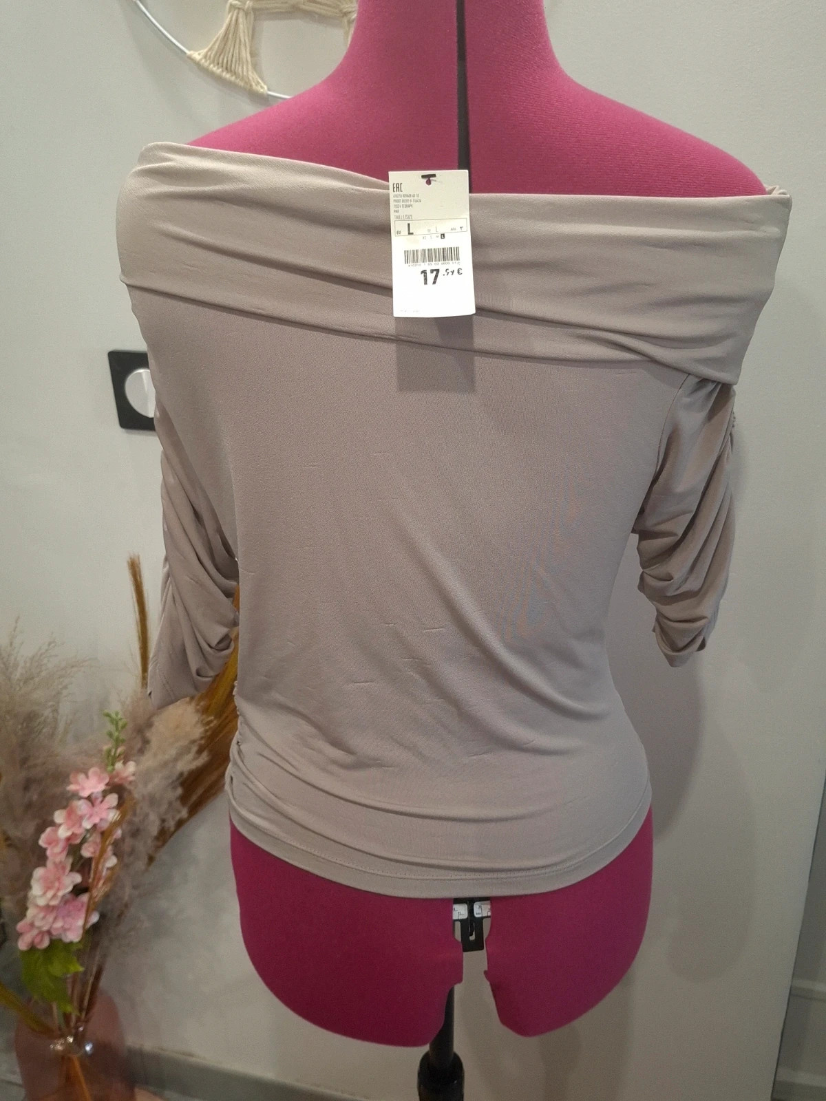Top Pimkie cache-cœur beige taupe froncé L/40 neuf étiquette – Pimkie – taille L / 40 / 12 3