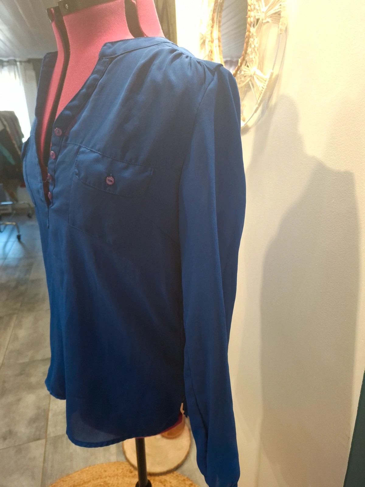 Blouse bleu roi K.Woman fluide col tunisien L/40 chic – Kiabi – taille L / 40 / 12 4