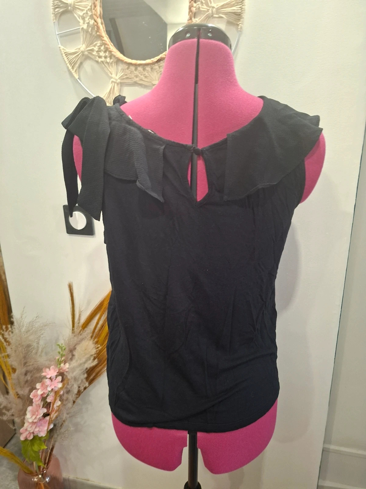 Top Naf Naf noir à volants chic col goutte dos L/40 – Naf Naf – taille L / 40 / 12 3
