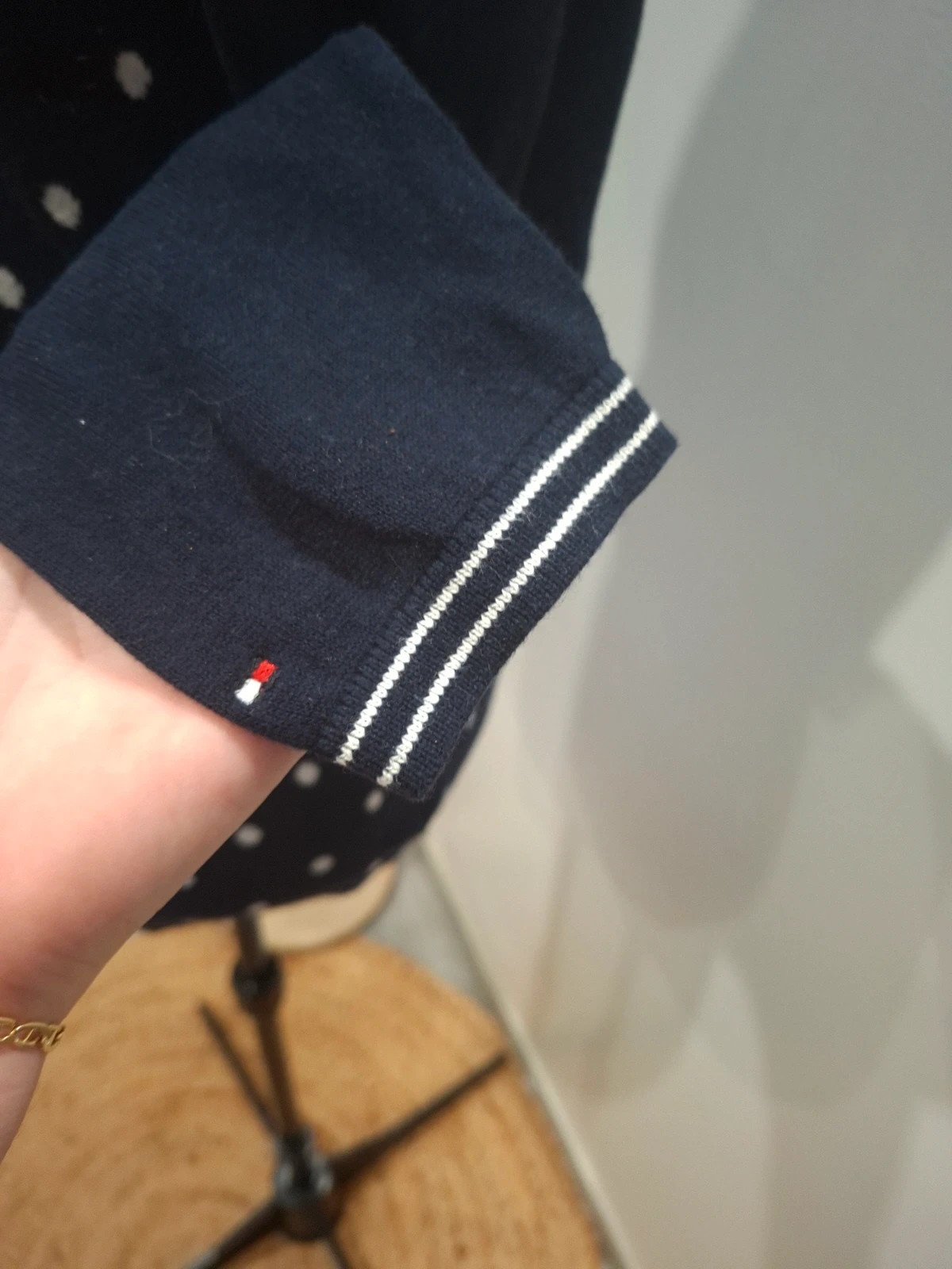 Pull Tommy Hilfiger marine à pois blancs 100% coton L/40 preppy chic – Tommy Hilfiger – taille L / 40 / 12 3