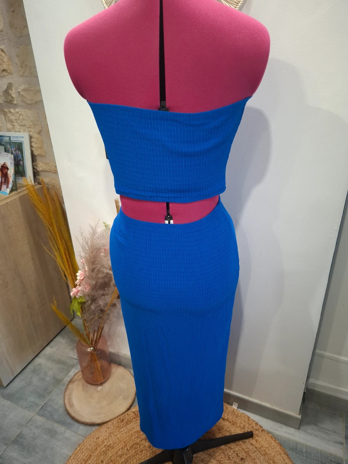 Ensemble 2 Pièces SHEIN Crop Top Bustier et Jupe Longue Fendue Bleu Roi - Taille M (38) – Shein – taille M / 38 / 10 3