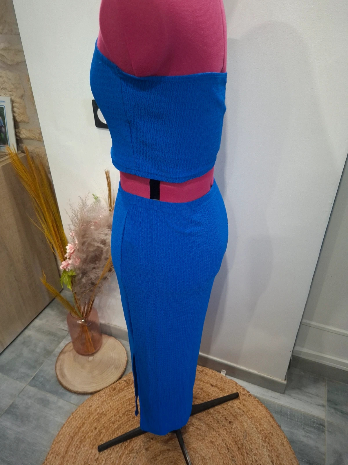 Ensemble 2 Pièces SHEIN Crop Top Bustier et Jupe Longue Fendue Bleu Roi - Taille M (38) – Shein – taille M / 38 / 10 4