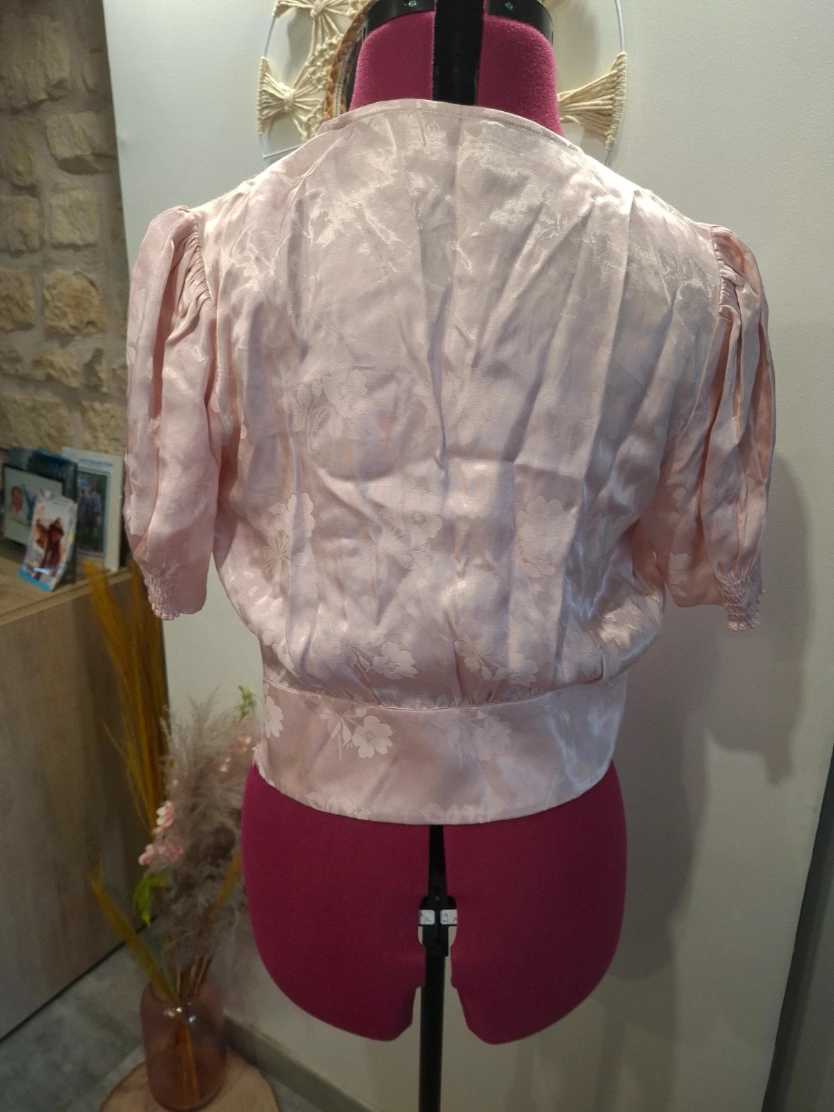 Top blouse The Kooples rose poudré jacquard satiné T3/L neuf – The Kooples – taille L / 40 / 12 5