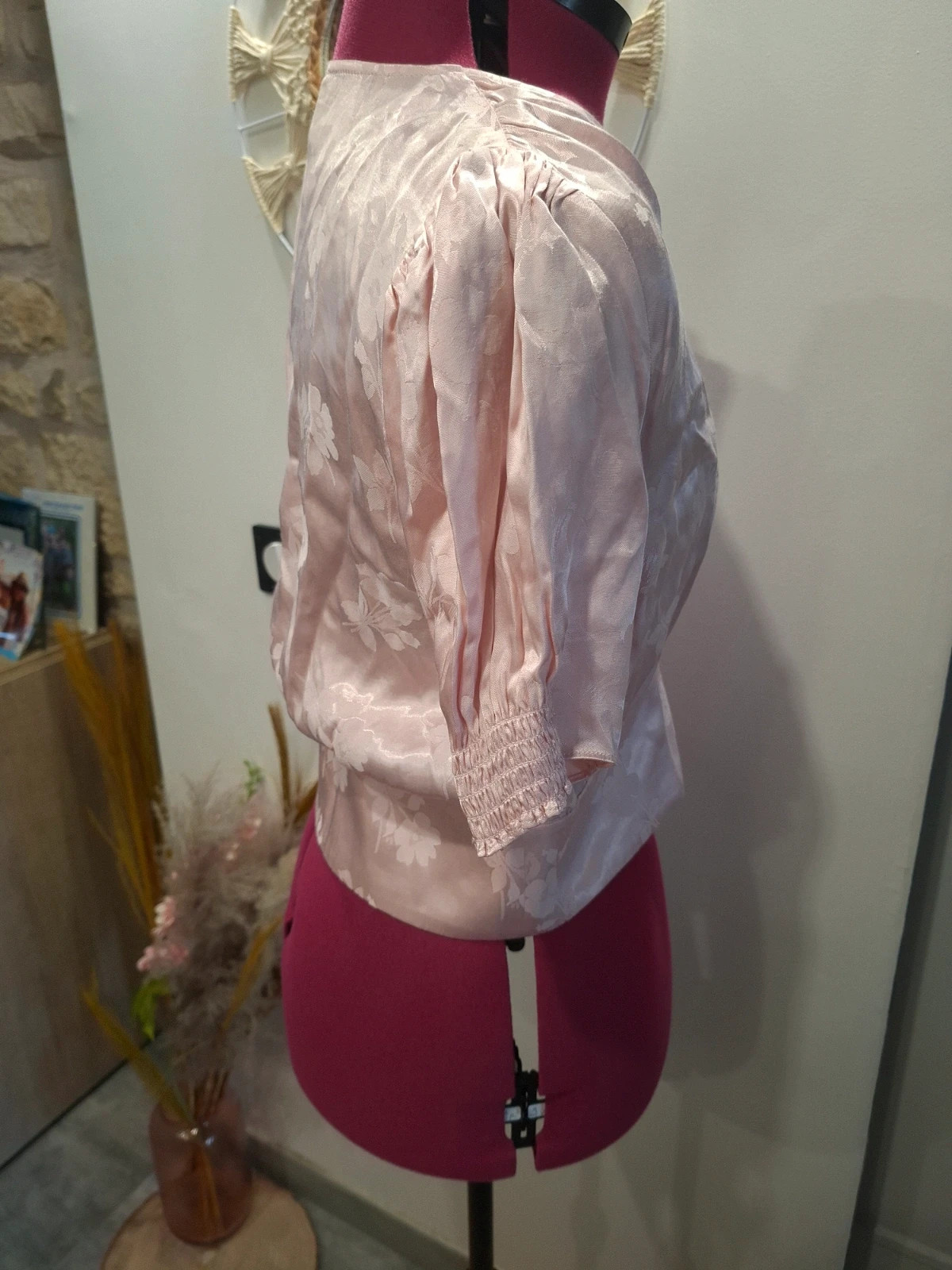 Top blouse The Kooples rose poudré jacquard satiné T3/L neuf – The Kooples – taille L / 40 / 12 4