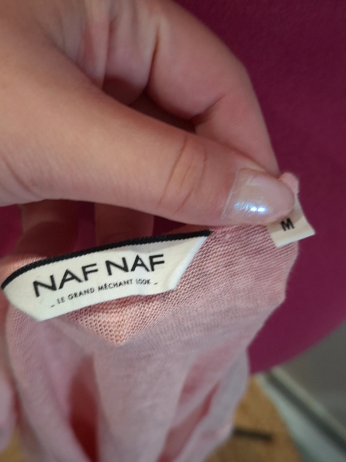 T-shirt rose 100% lin Naf Naf - Taille M - Élastique & Dentelle – Naf Naf – taille M / 38 / 10 5
