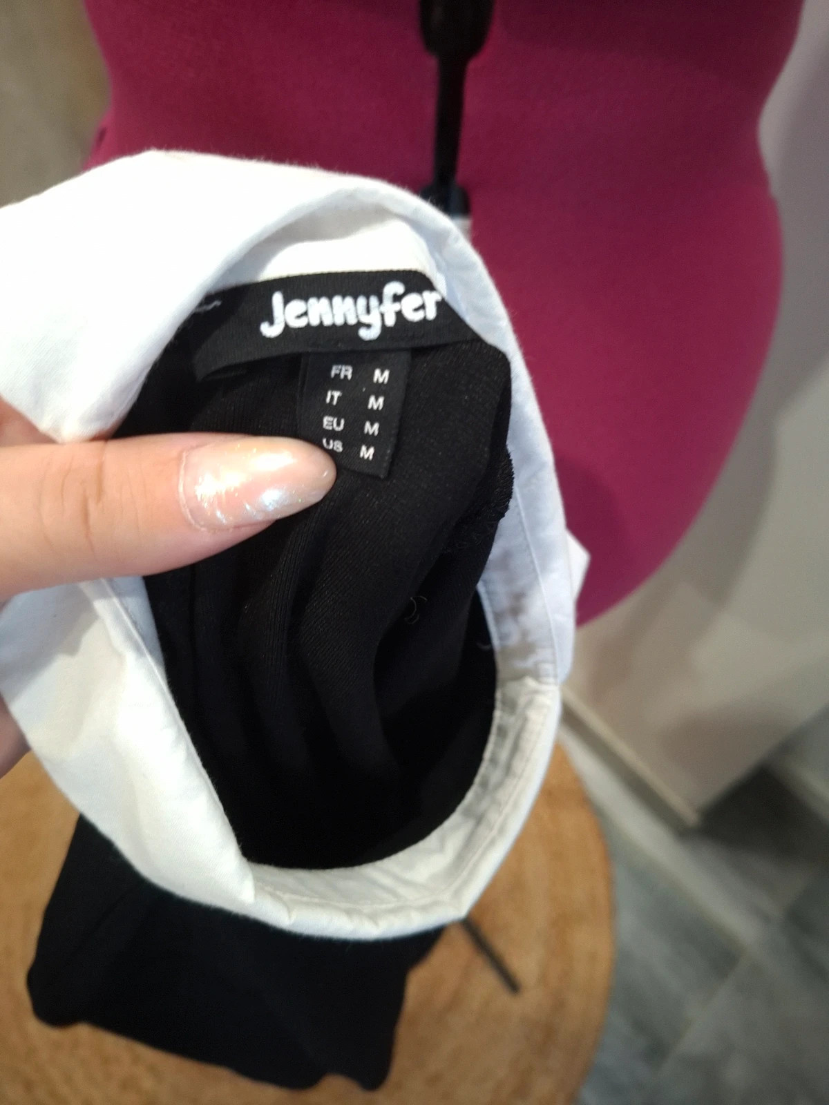 T-shirt noir Jennyfer col Claudine blanc M/38 – style preppy chic – Jennyfer – taille M / 38 / 10 5