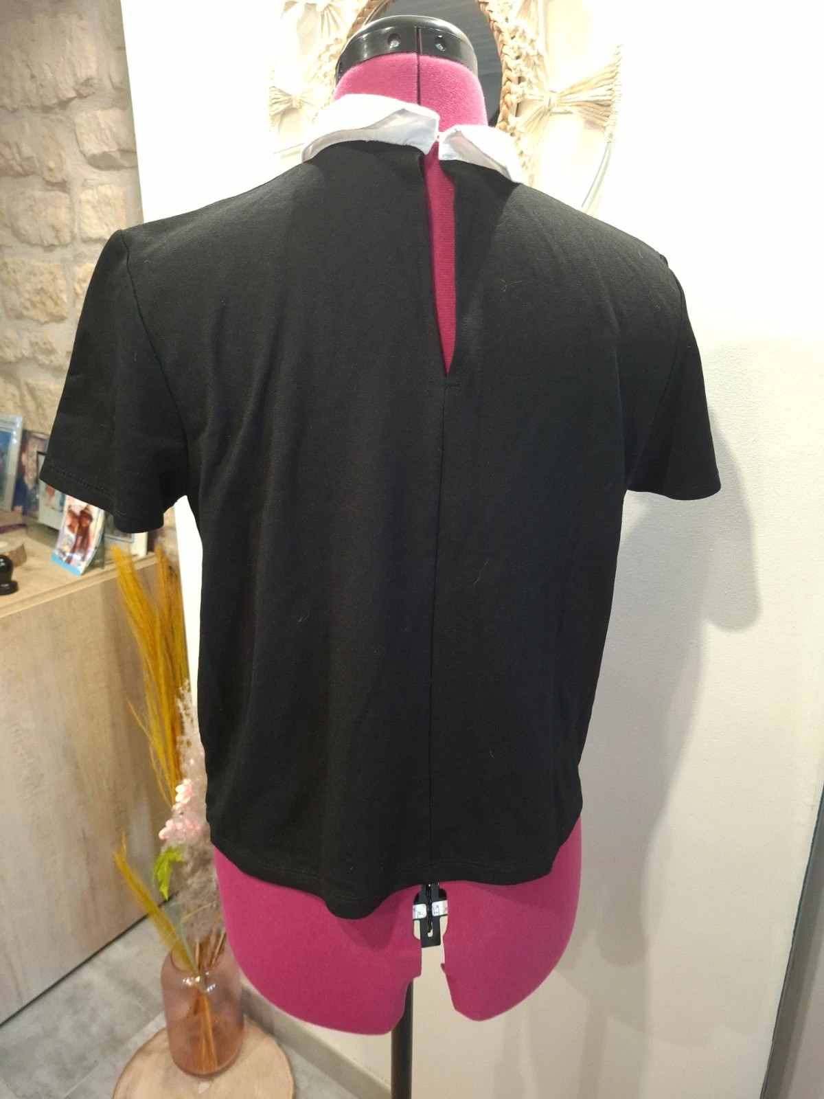 T-shirt noir Jennyfer col Claudine blanc M/38 – style preppy chic – Jennyfer – taille M / 38 / 10 4