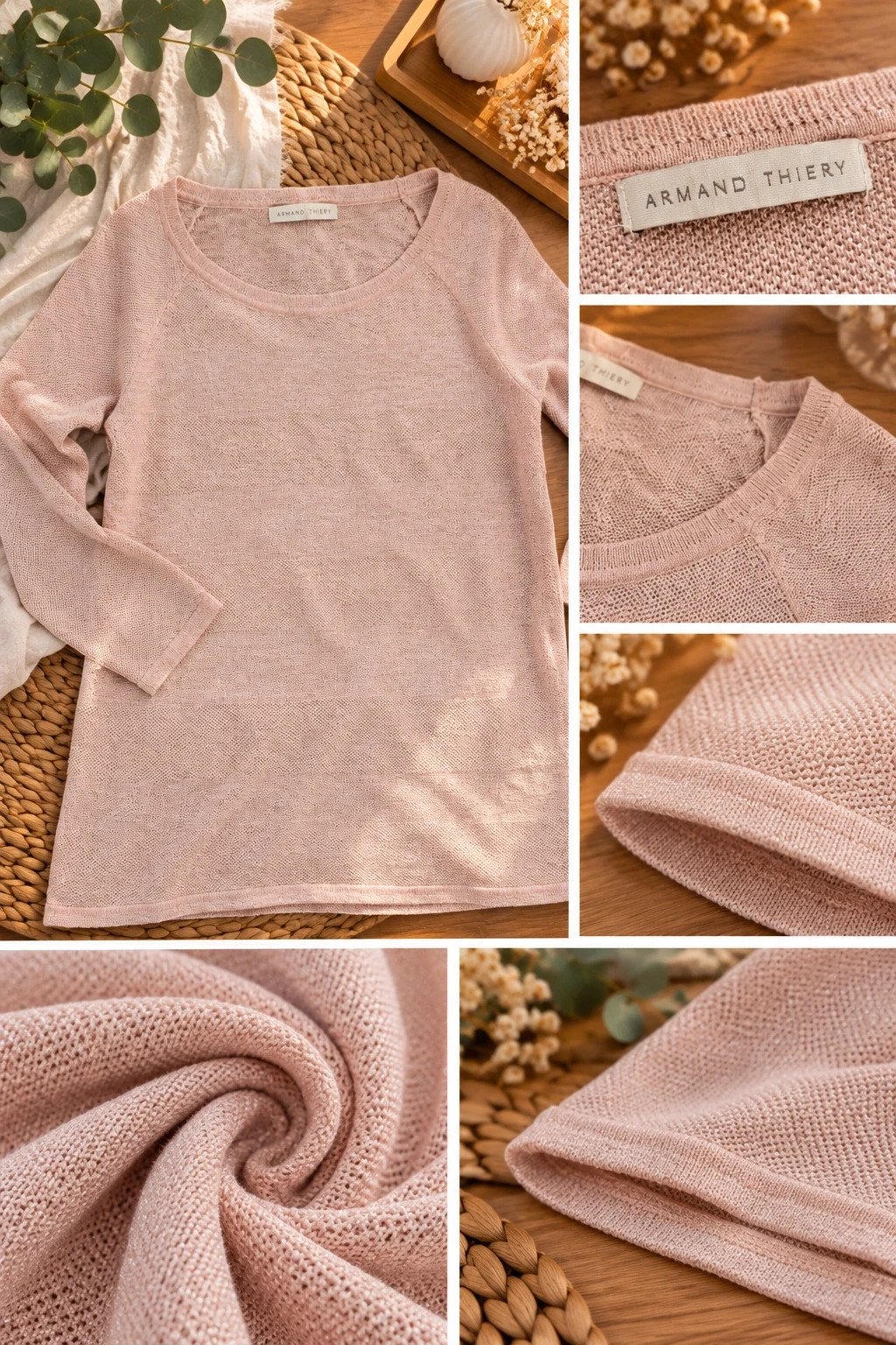Pull fin en maille rose poudré métallisé (Armand Thiery – Taille M) – Armand Thiery – taille M / 38 / 10 2