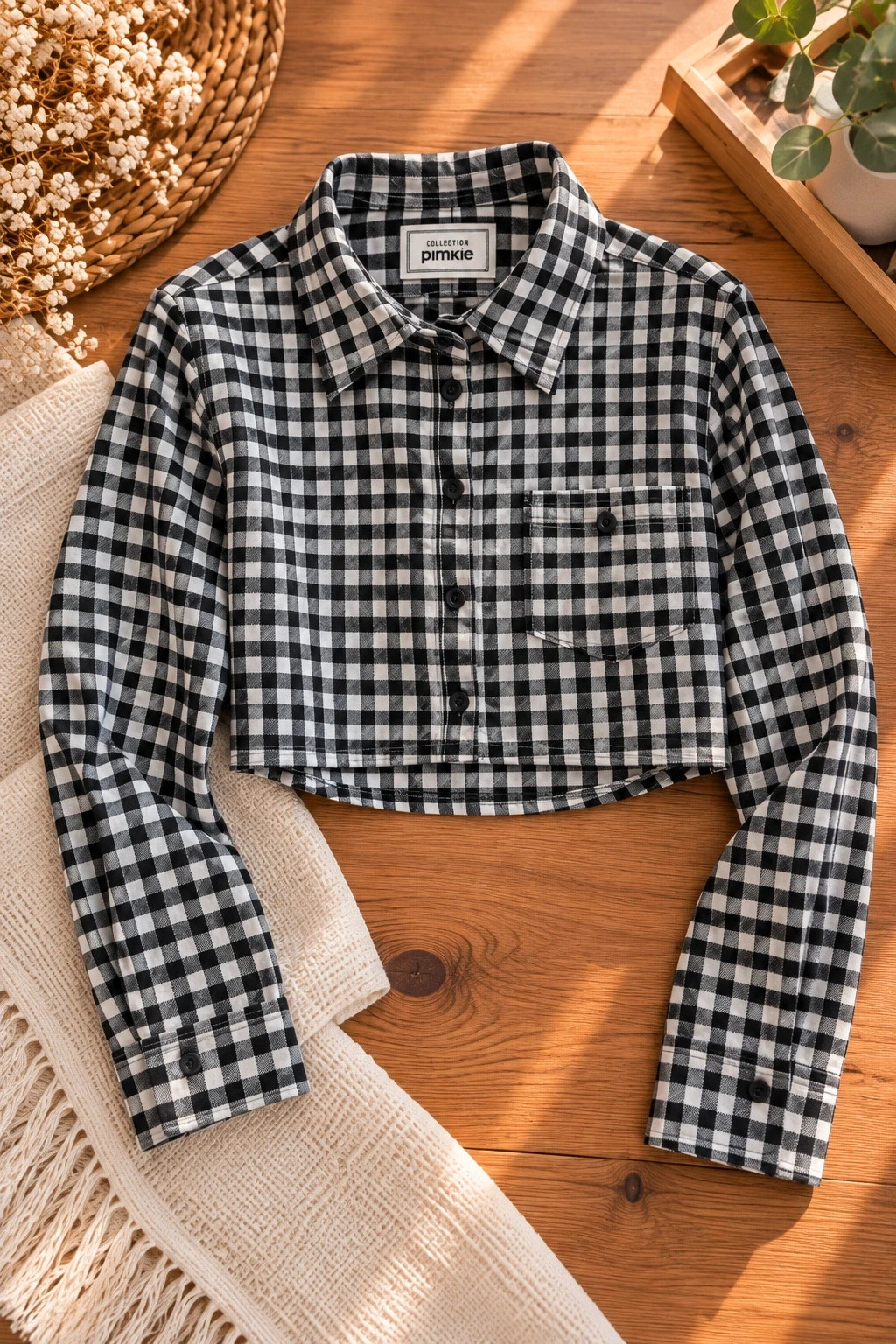 Surchemise en flanelle à carreaux noirs et blancs (Pimkie – Taille L)