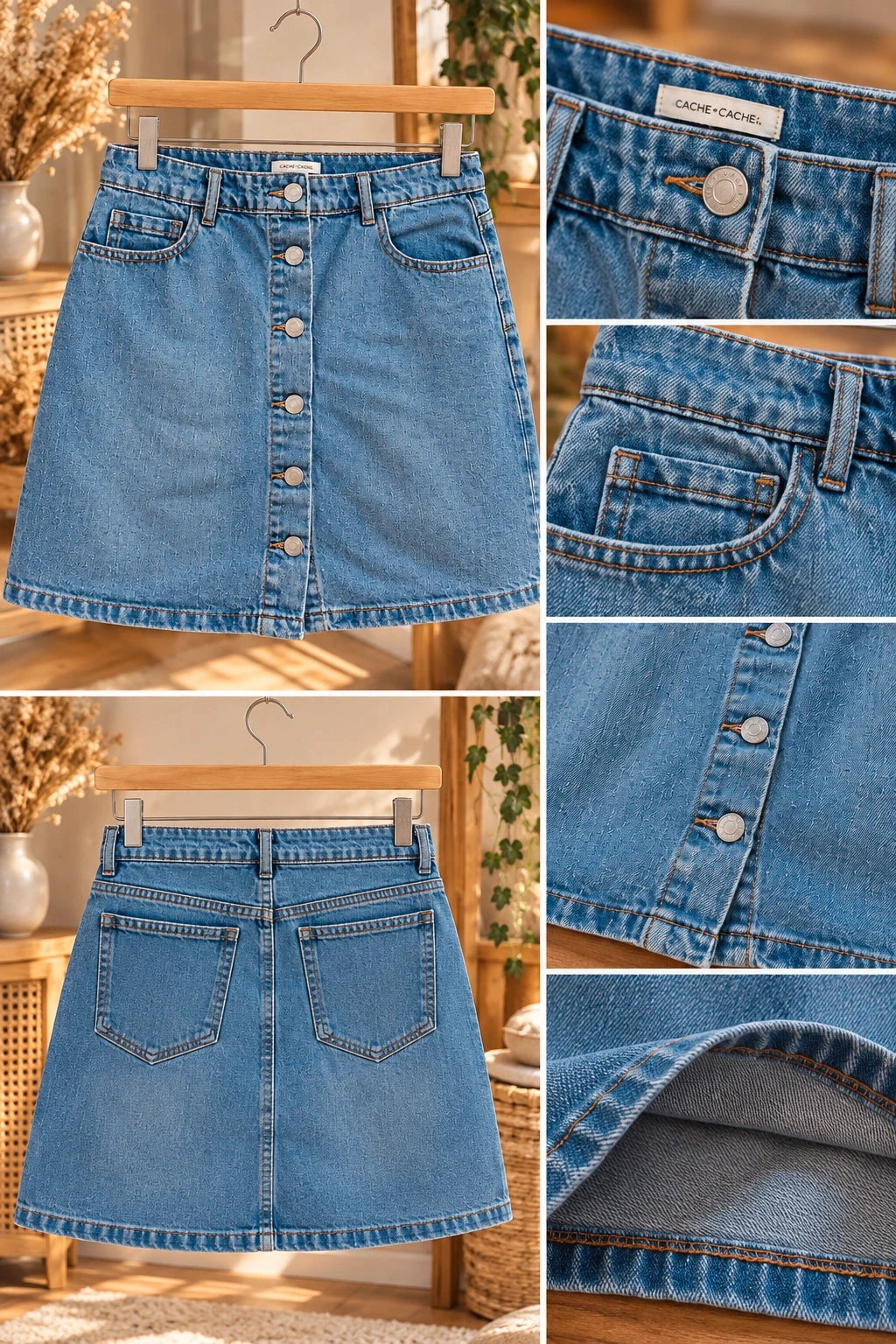 Jupe courte en jean boutonnée (Cache Cache) – Cache Cache – taille M / 38 / 10 2