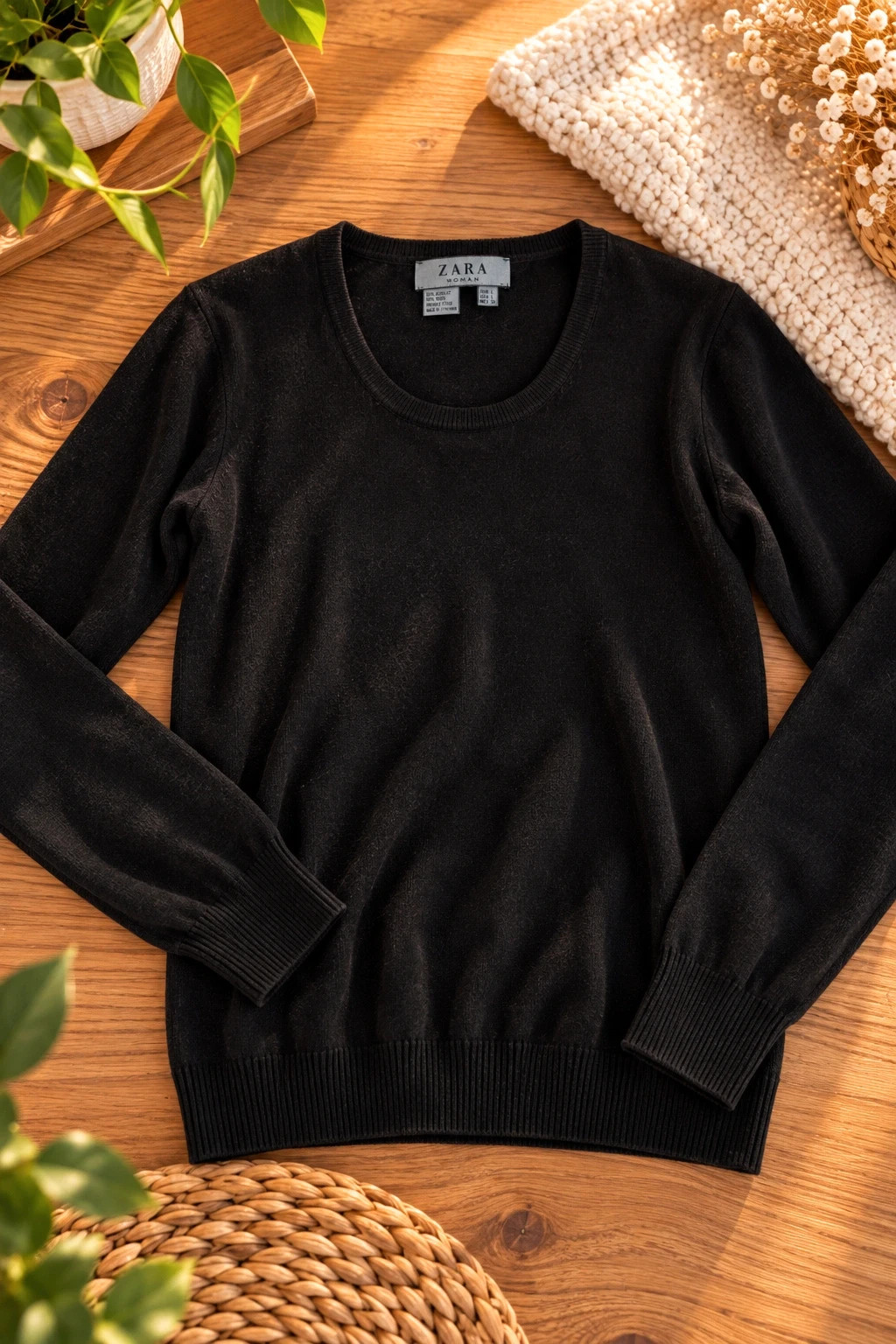 Pull Noir 50% Laine Zara Woman – Taille L (40)