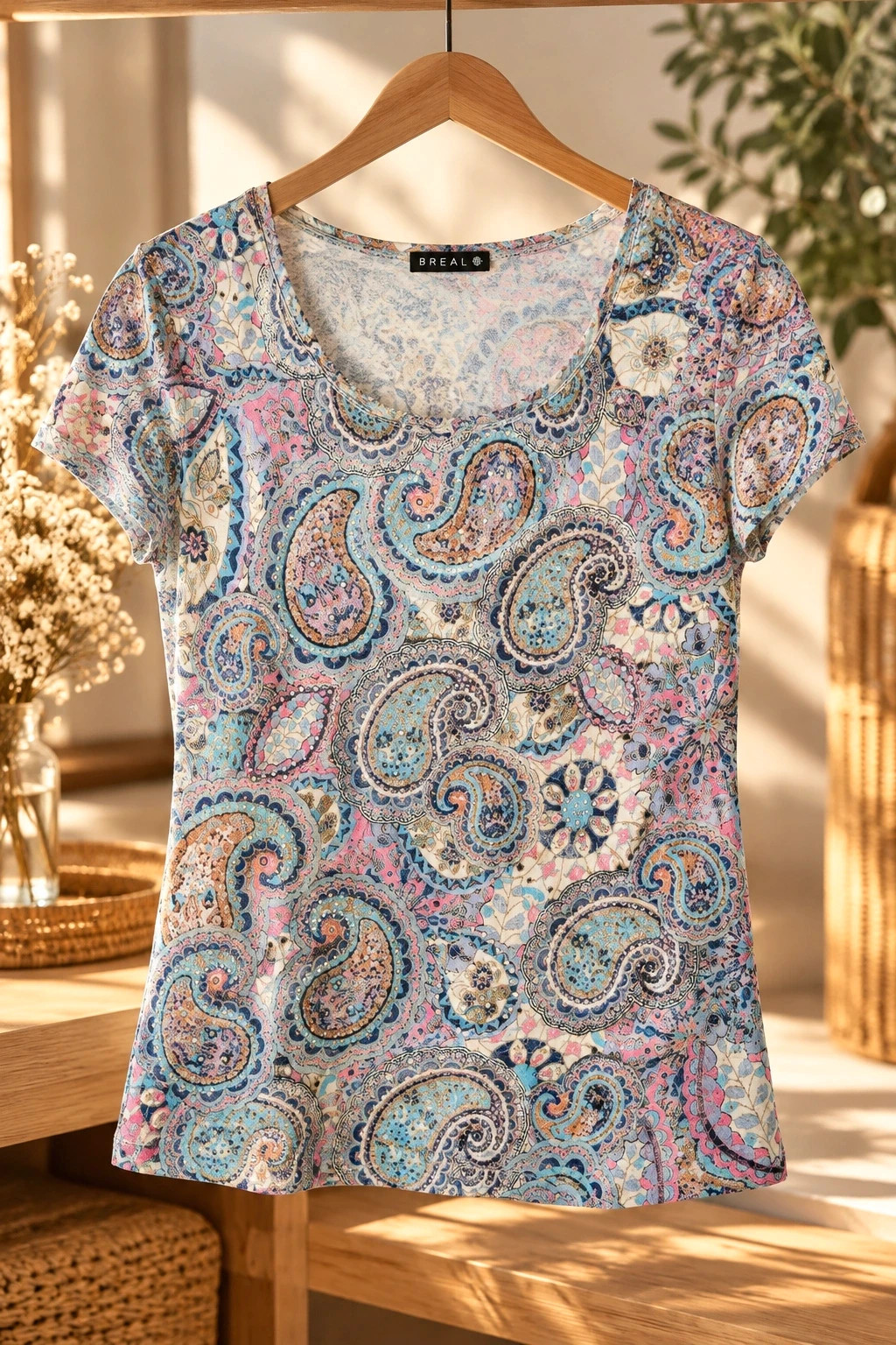 T-shirt à motifs cachemire / paisley (Bréal – Taille S)