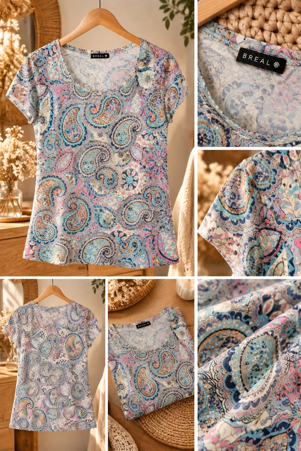 T-shirt à motifs cachemire / paisley (Bréal – Taille S) – Bréal – taille S / 36 / 8 2