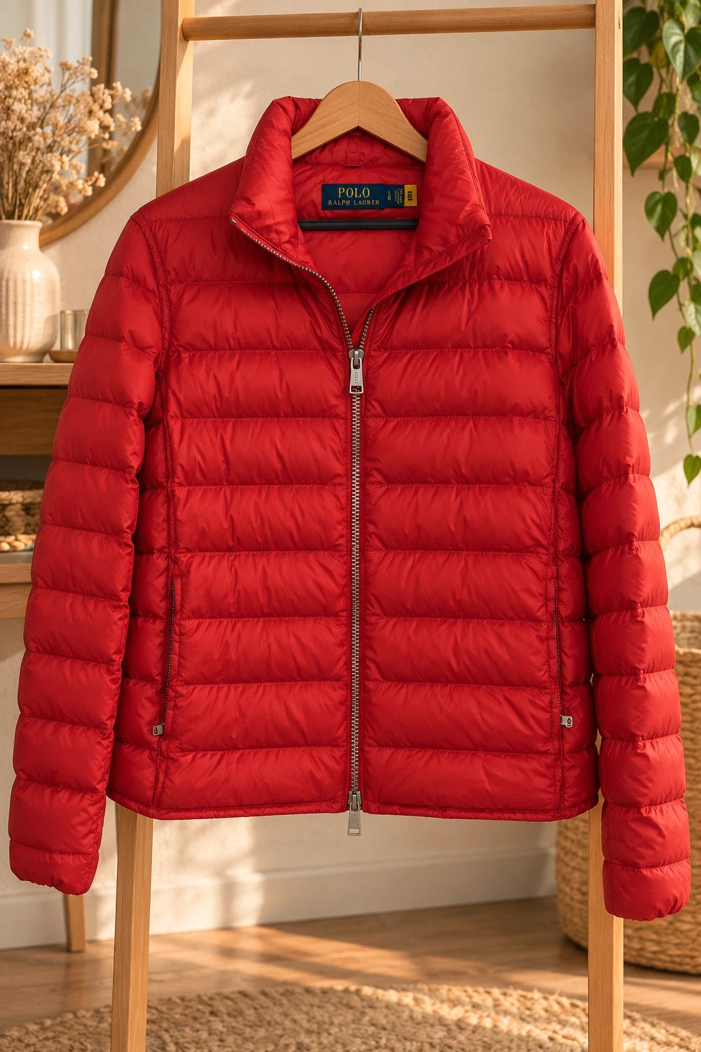• Doudoune fine Polo Ralph Lauren rouge – Logo Ton sur Ton – Taille LG