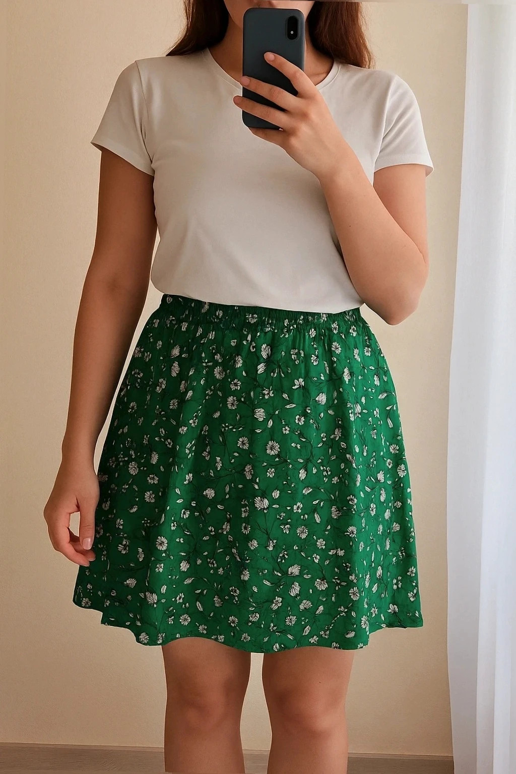 Jupe verte Fleurie Courte KIABI - Taille 38