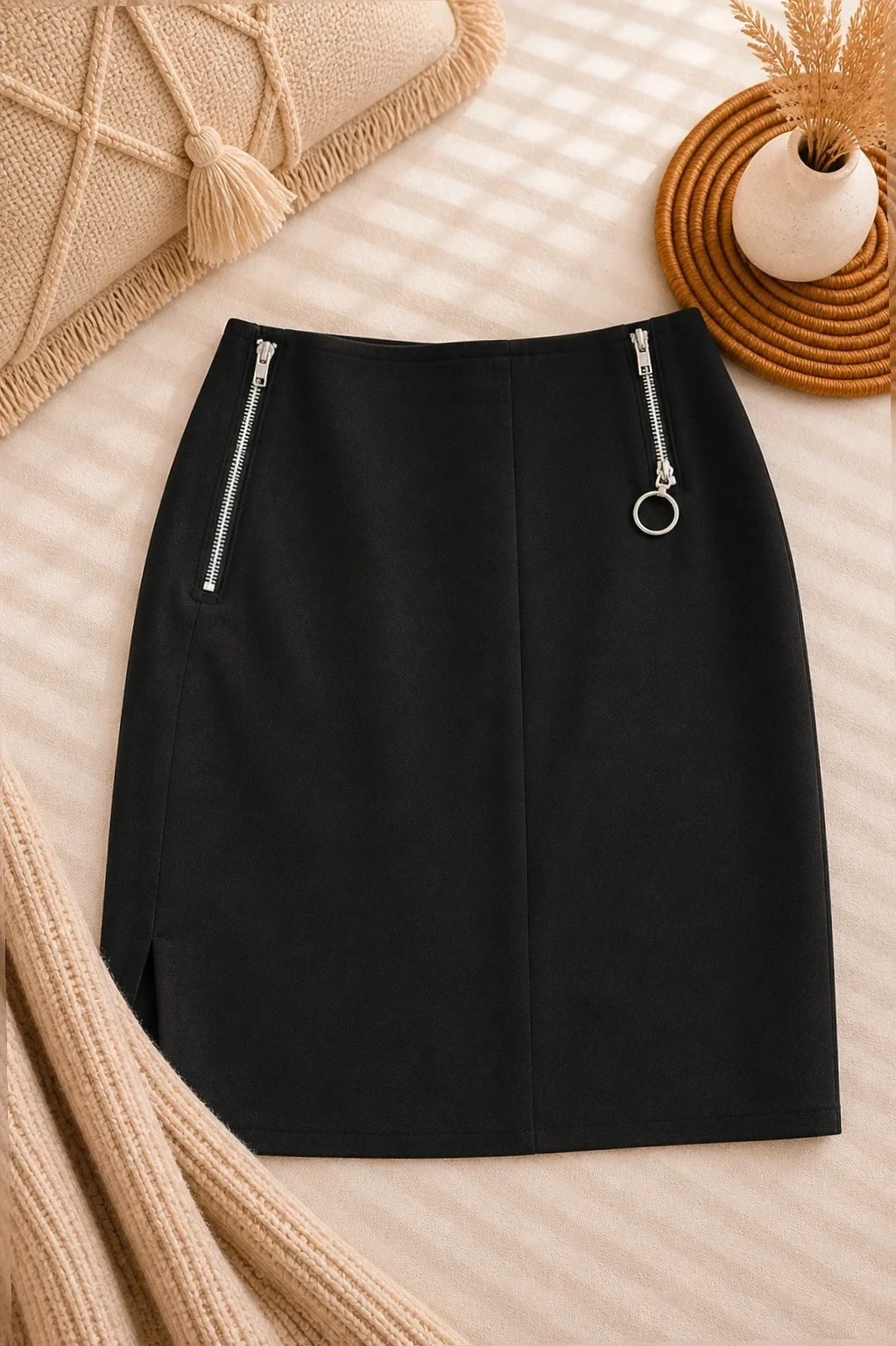 Jupe noire zips Décoratifs – taille S