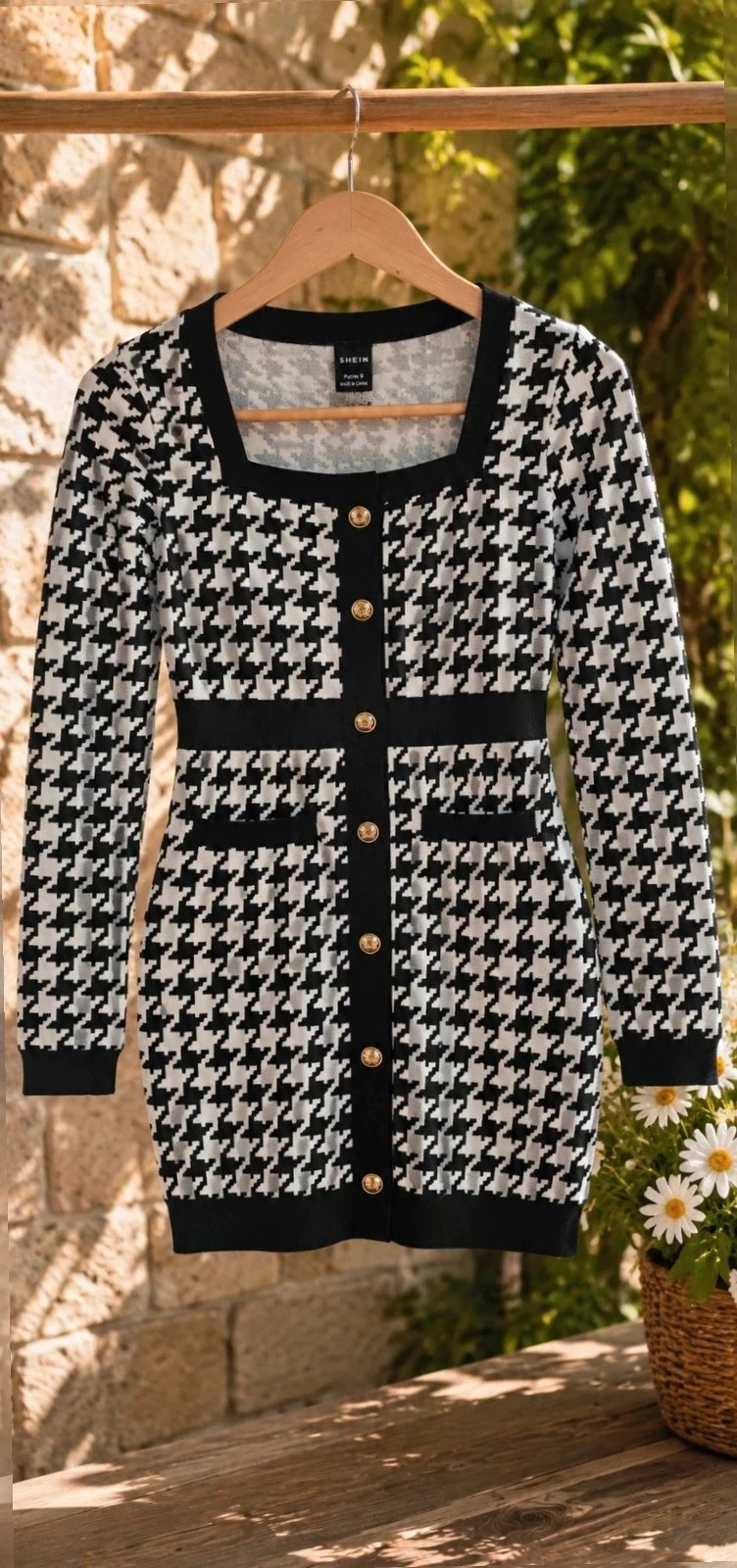 Robe Pull pied-de-poule SHEIN Petite S