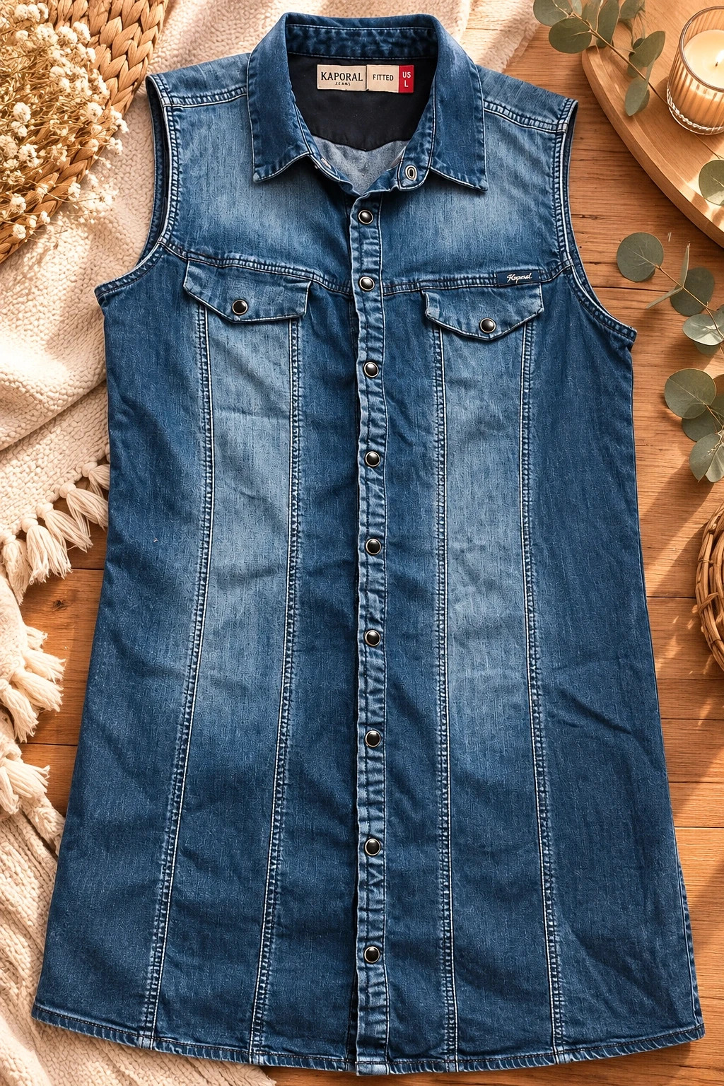 Robe en jean sans manches Kaporal – Coupe cintrée Fitted – Taille L