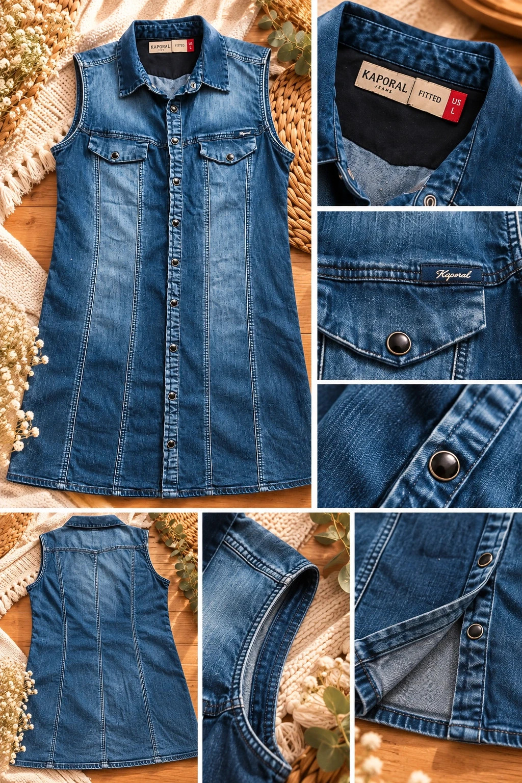 Robe en jean sans manches Kaporal – Coupe cintrée Fitted – Taille L – Kaporal – taille L / 40 / 12 2