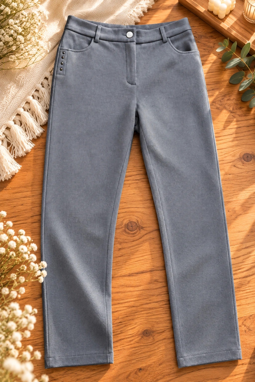 Pantalon droit gris motif chevrons Paz Torras – Taille 38/40