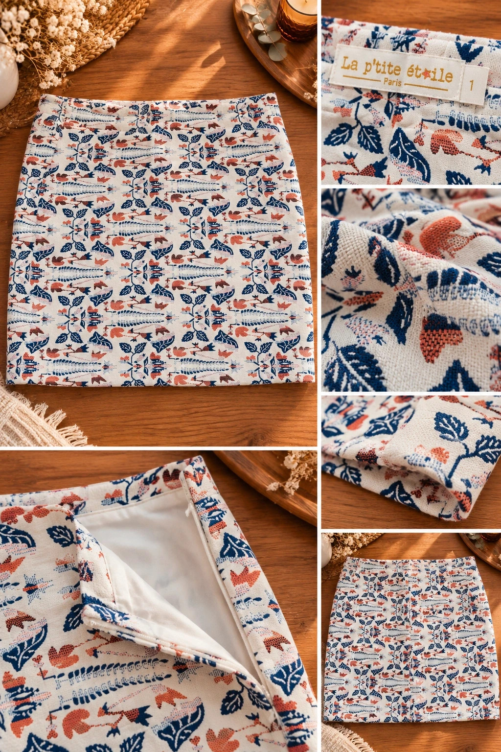 • Jupe jacquard fleurie bohème La P'tite Étoile – Taille 1 (36/S) – La petite étoile – taille S / 36 / 8 2