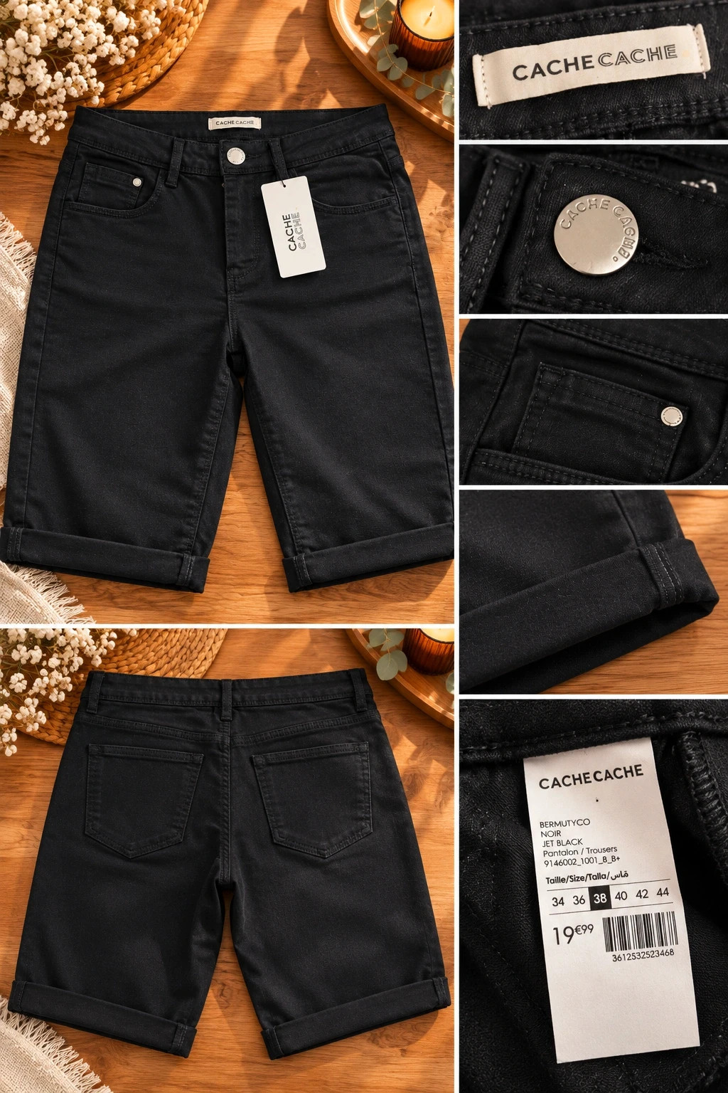 • Bermuda en jean noir Cache Cache – Neuf avec étiquette – Cache Cache – taille M / 38 / 10 2