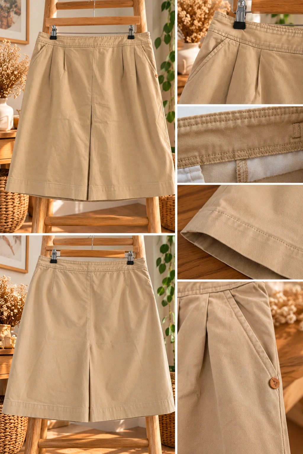 Jupe mi-longue plissée beige – Taille 36 (S) – Tendance – taille S / 36 / 8 2