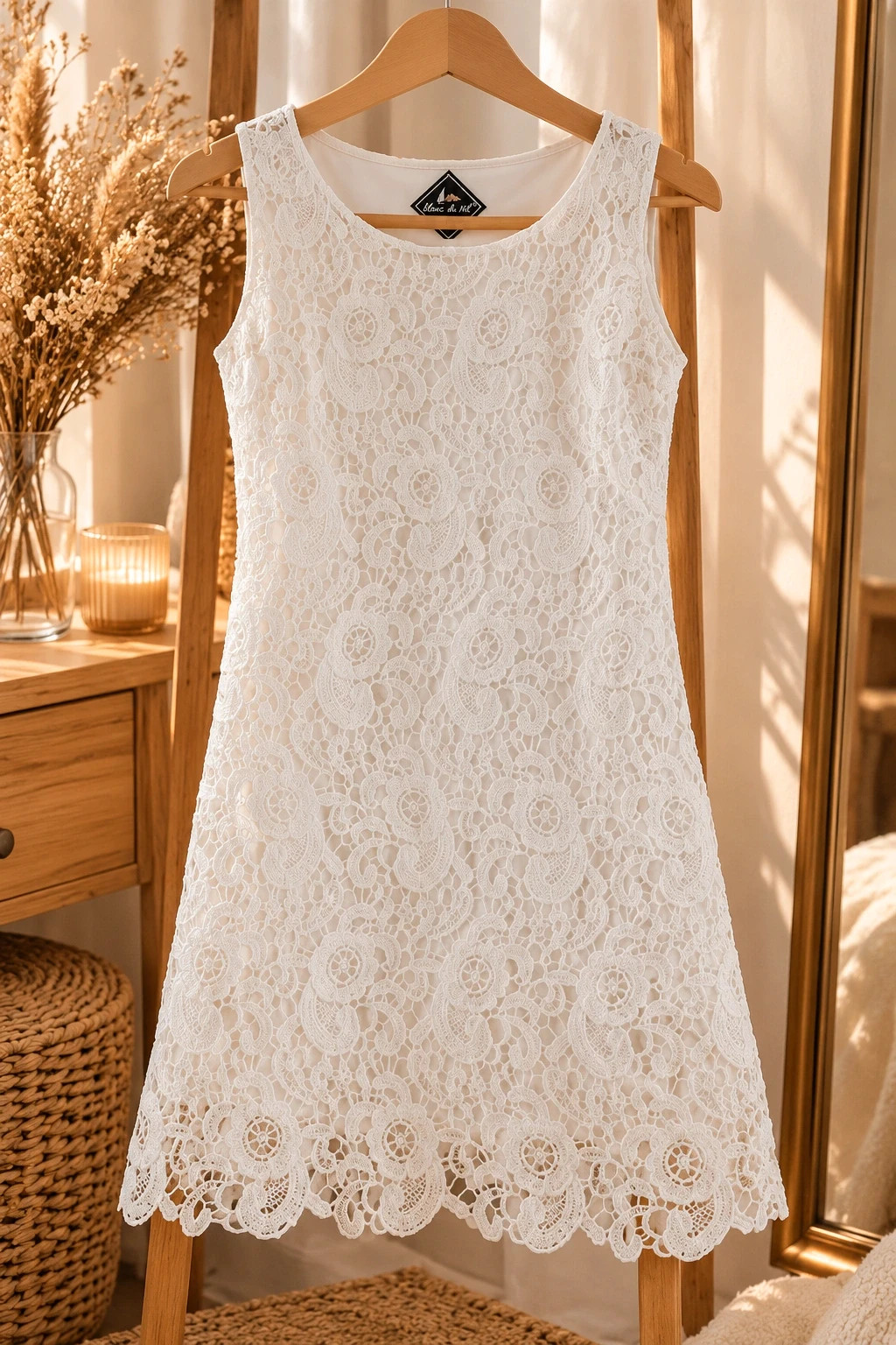 Robe blanche en dentelle Blanc du Nil – Taille 1 (S)