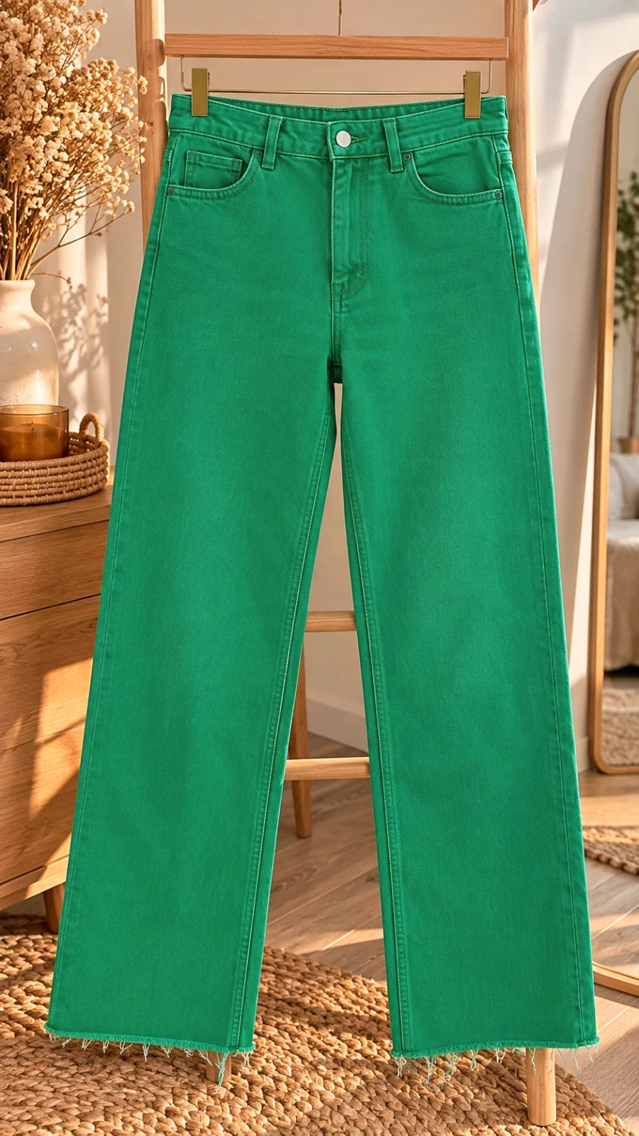Jean vert Émeraude Shein coupe droite – taille M
