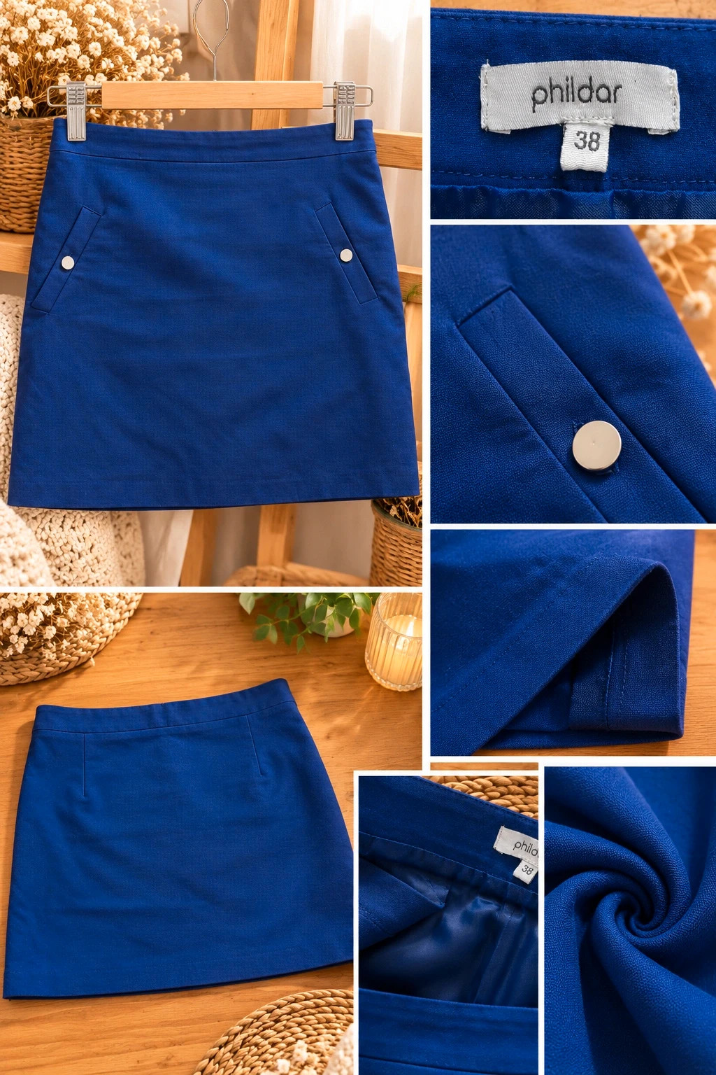Jupe Phildar bleu roi – T38 – Phildar – taille M / 38 / 10 2
