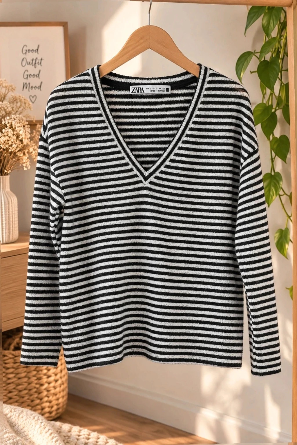 Pull Zara rayé Noir et blanc