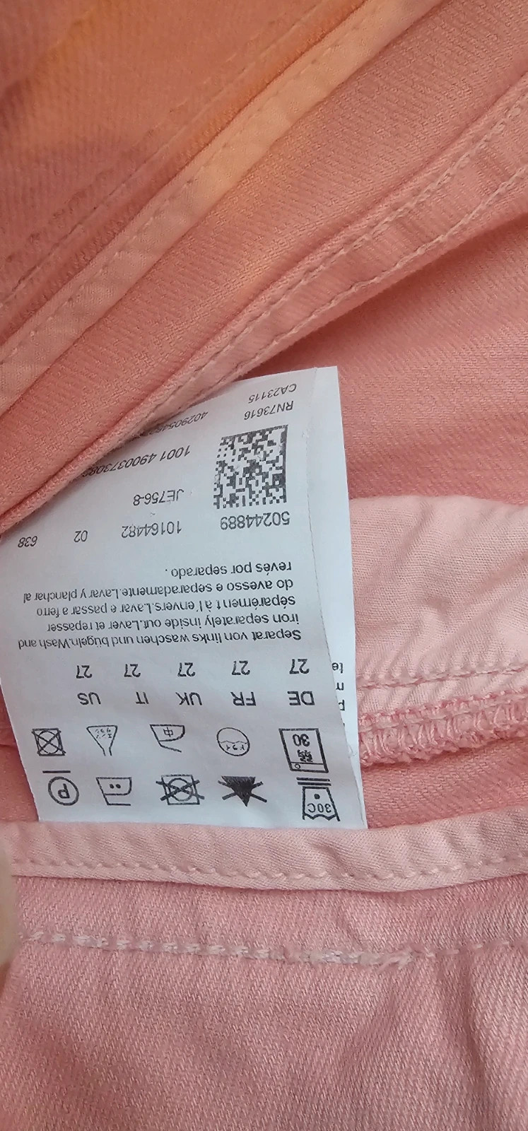 Jean Slim Hugo Boss – Rose poudré / pastel – Taille US 27 (FR 36/38) – Hugo Boss – taille S / 36 / 8 4