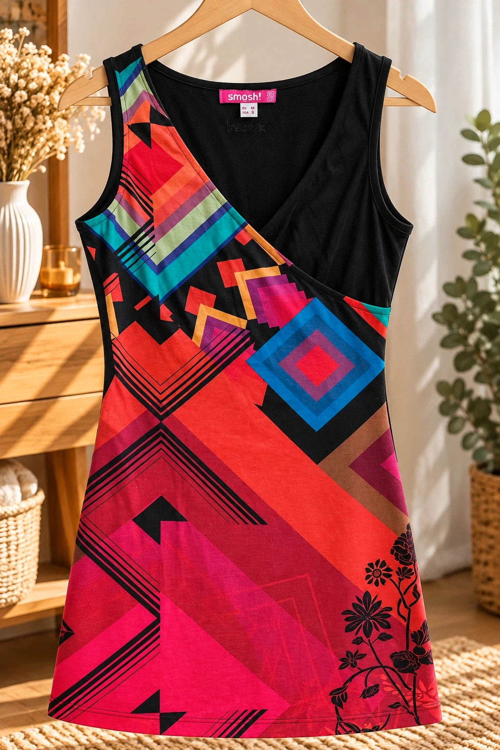 Robe d'été graphique Smash! Taille M – Motifs géométriques colorés