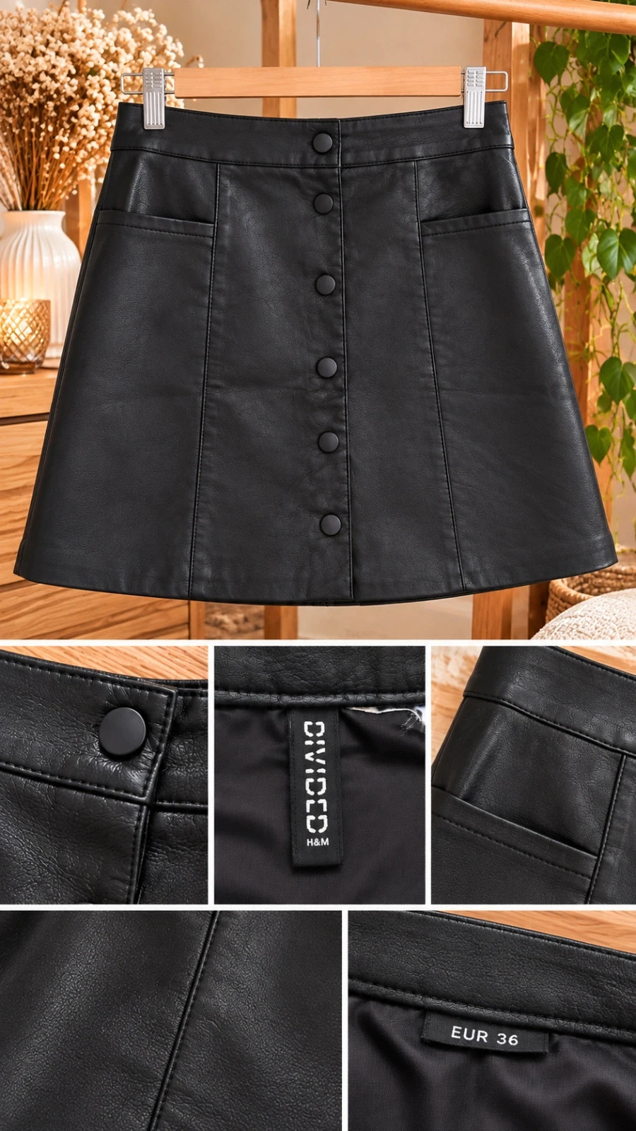 Jupe noire effet cuir H&M