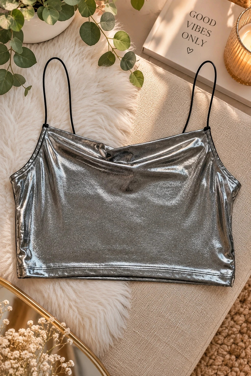 Débardeur métallisé argenté H&M – taille XS