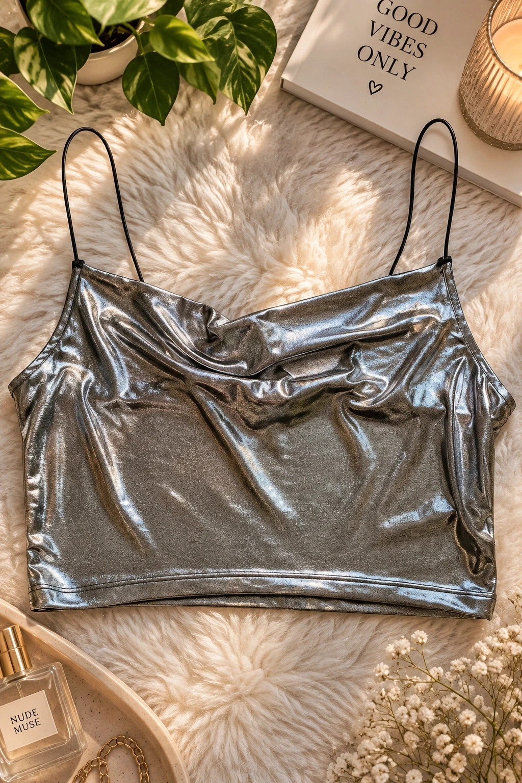Débardeur métallisé argenté H&M – taille XS – H&M – taille XS / 34 / 6 2