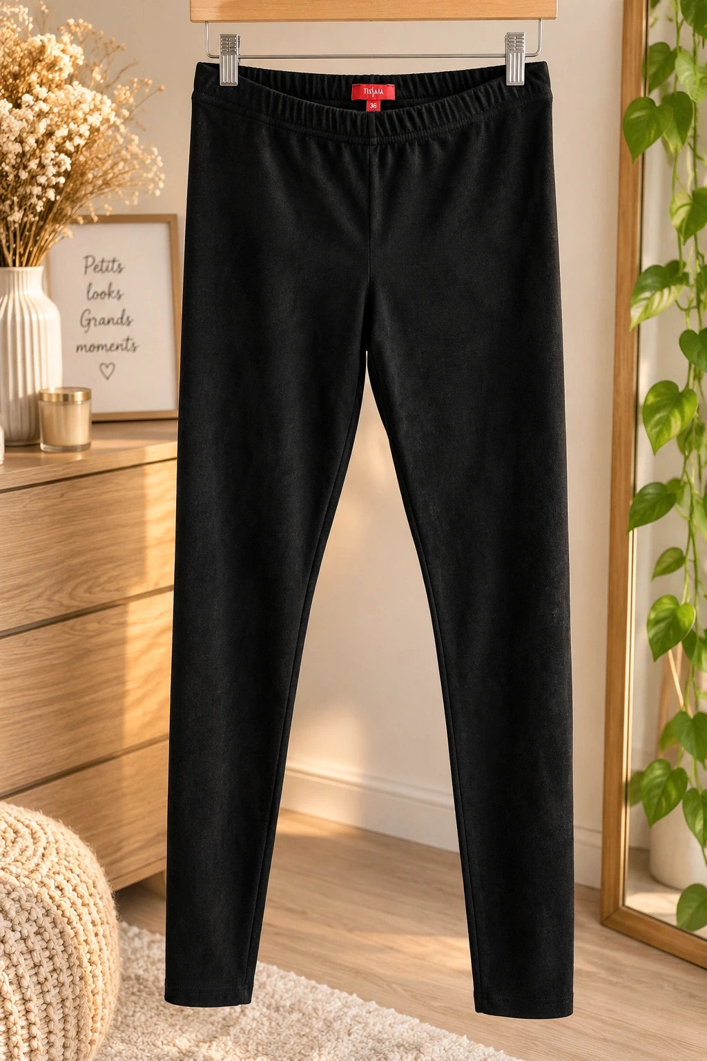 Legging noir effet daim
