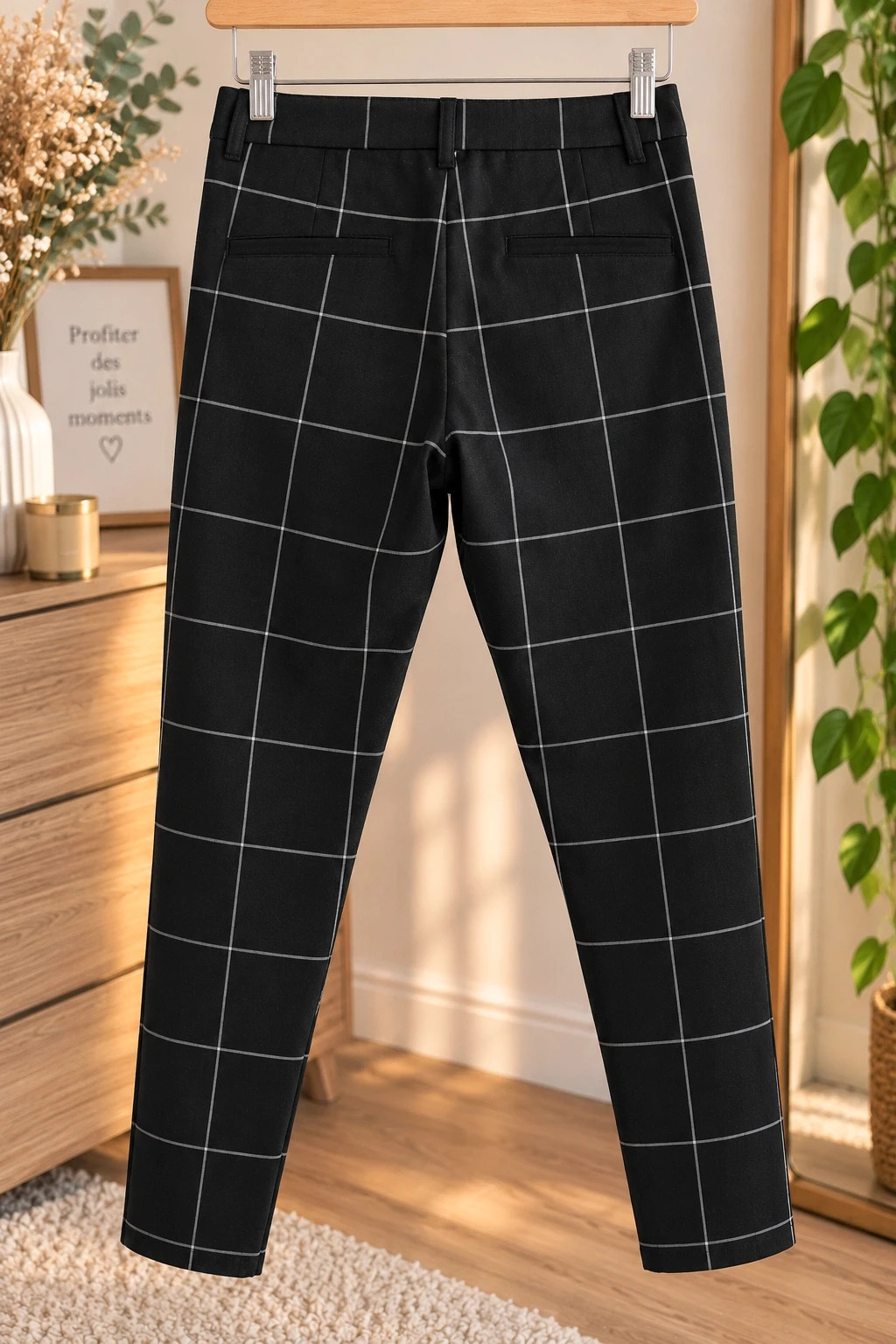 Pantalon Bershka noir à carreaux blancs – Bershka – taille XS / 34 / 6 2