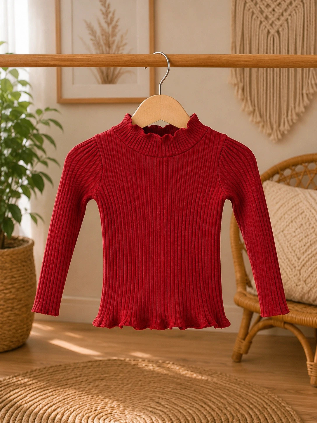 Haut rouge côtelé Bébé 9-12 mois (SHEIN) – Shein – taille 9-12 mois / 74 cm