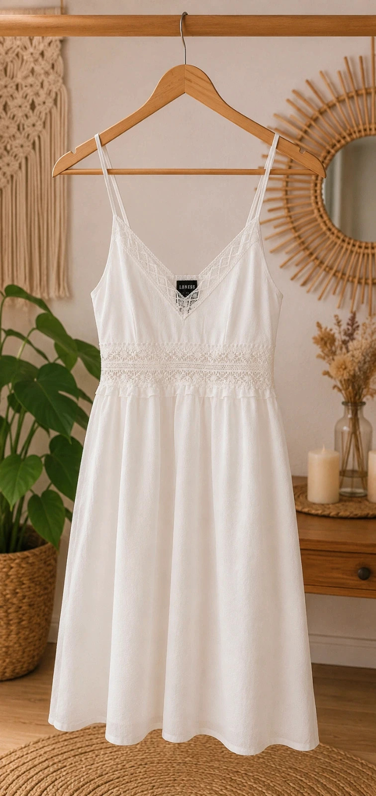 Jolie robe blanche LONESS, taille S (36) – loness – taille S / 36 / 8