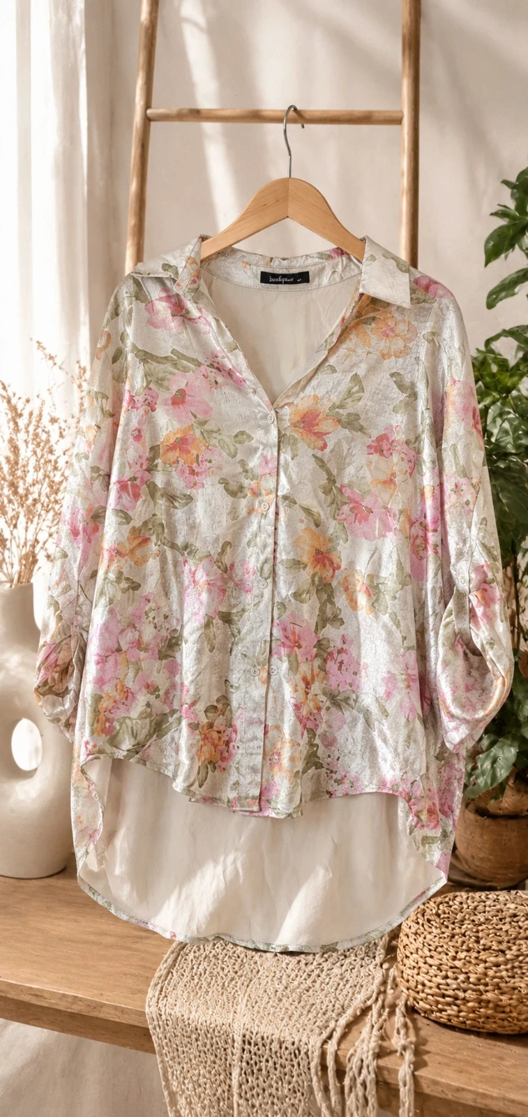 Chemise fleurie satinée – S/M