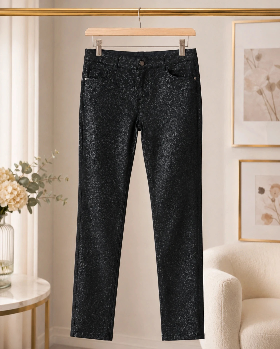 Pantalon noir pailleté – Taille 38