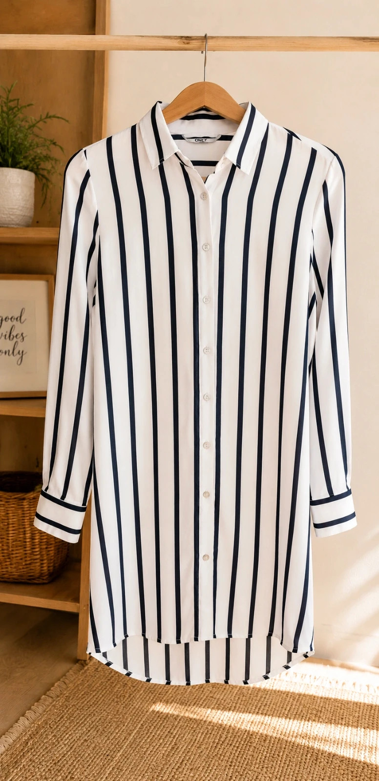 Chemise longue ONLY rayée – Taille 34 – ONLY – taille XS / 34 / 6