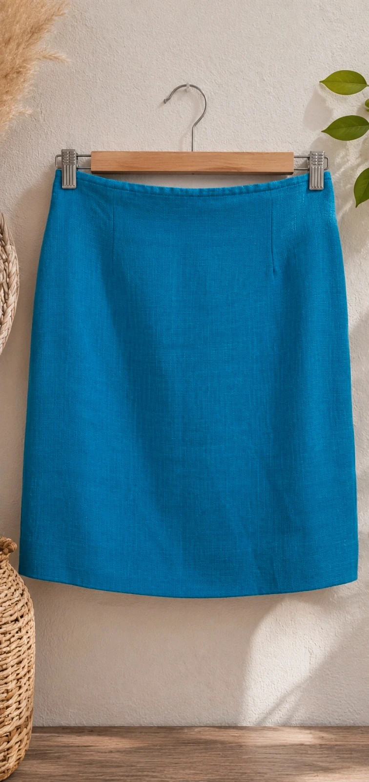 Jupe droite bleu turquoise