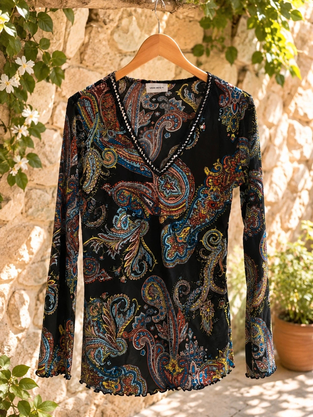 Haut vintage fluide imprimé cachemire – Très bon état – Vintage Dressing – taille S / 36 / 8