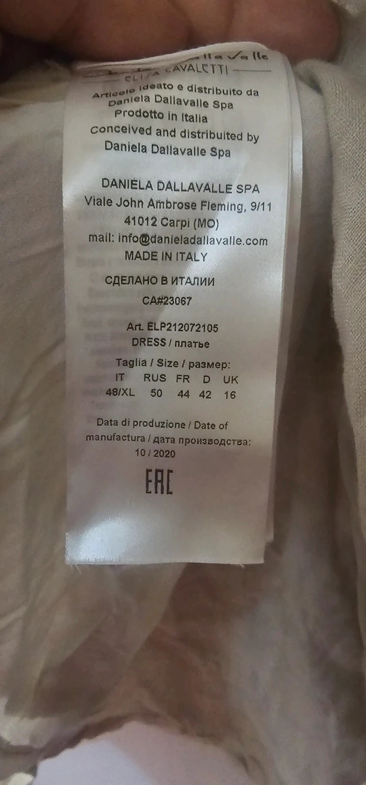 Robe Elisa Cavaletti neuve avec étiquette – Taille 44 (IT 48/XL) – Elisa Cavaletti – taille XXL / 44 / 16 5
